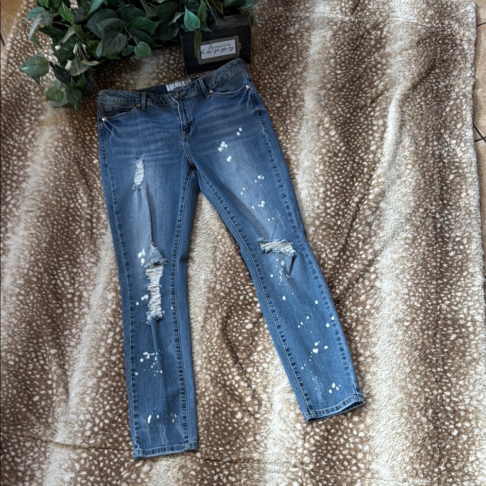 Guess Blue Skinny Jeans with Distressed Detailing